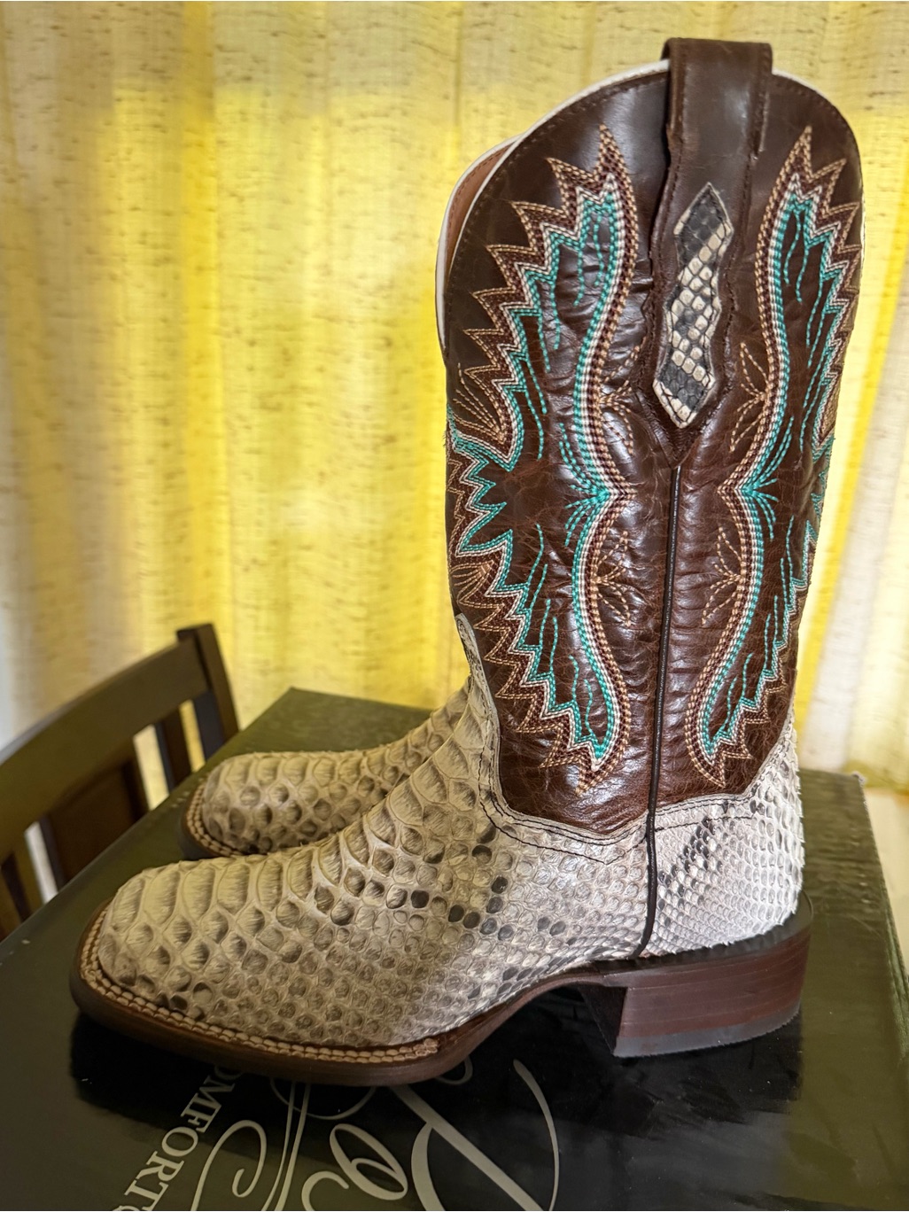 Dan Post Tan Leather Western Boots With Cream Insole